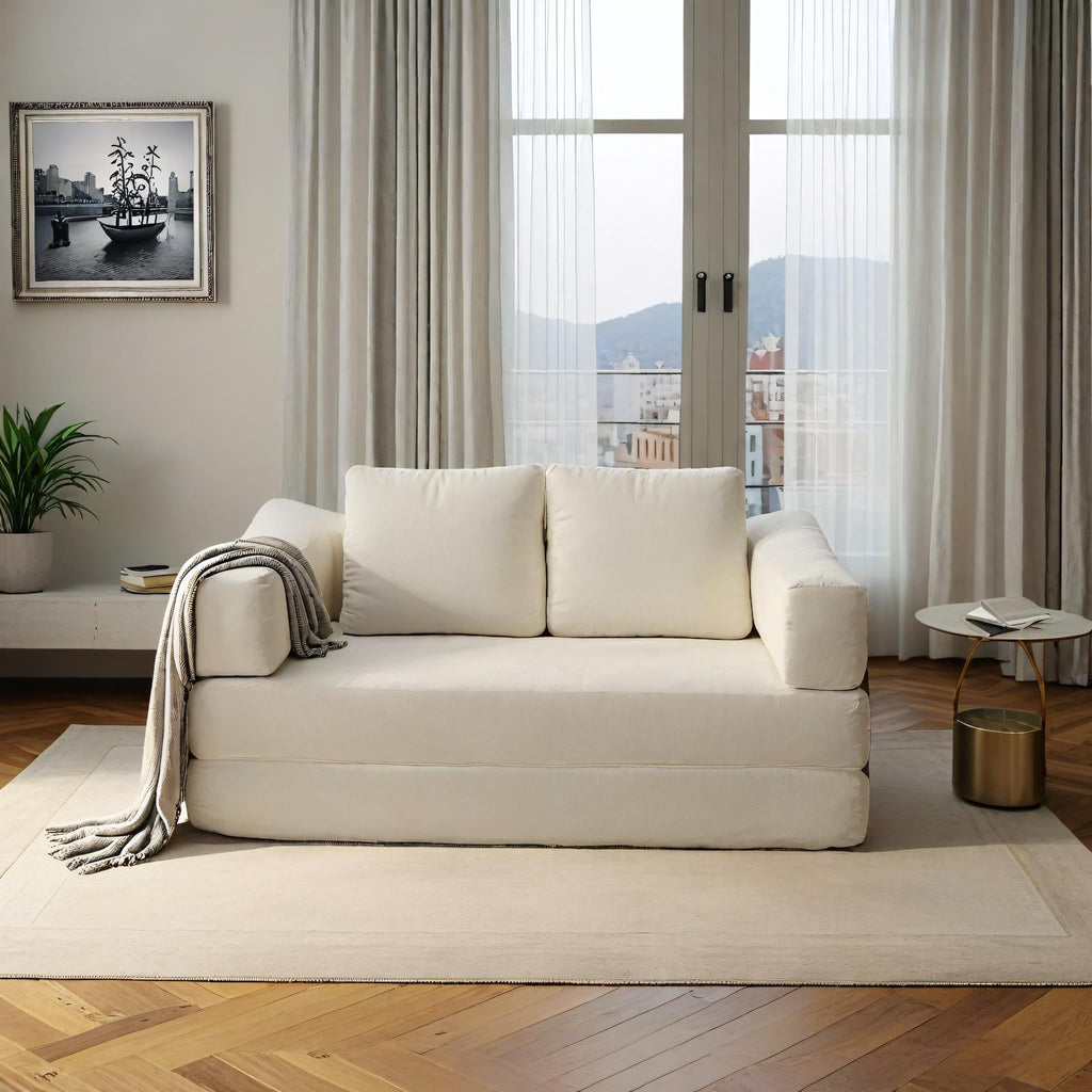 70,87 Gepolstertes Schlafsofa, ausziehbarer Sessel, bequemes Sofa für Wohnzimmer und Schlafzimmer, Chenille-Stoff