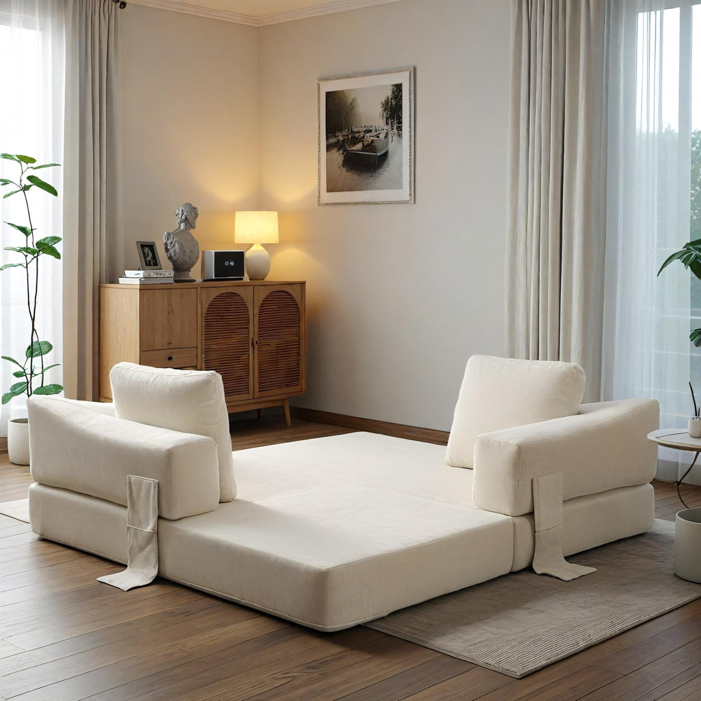 70,87 Gepolstertes Schlafsofa, ausziehbarer Sessel, bequemes Sofa für Wohnzimmer und Schlafzimmer, Chenille-Stoff