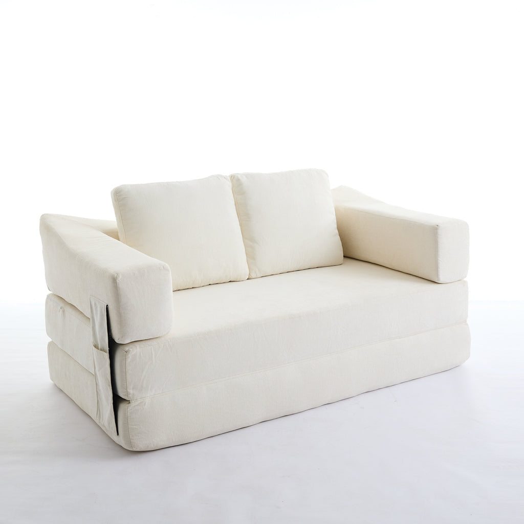 70,87 Gepolstertes Schlafsofa, ausziehbarer Sessel, bequemes Sofa für Wohnzimmer und Schlafzimmer, Chenille-Stoff