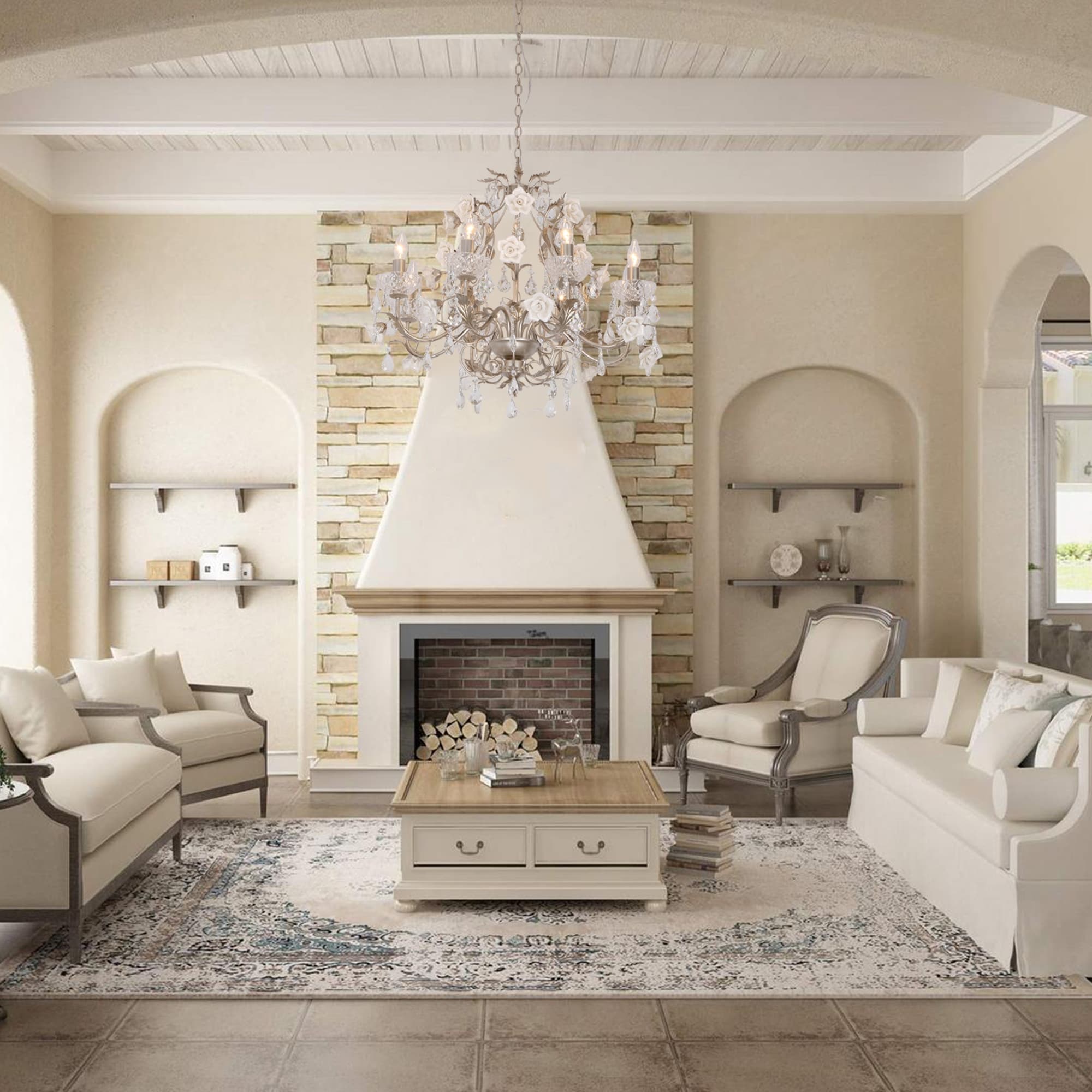 Wunderschöner und eleganter Vintage-Kronleuchter aus Kristallrosen