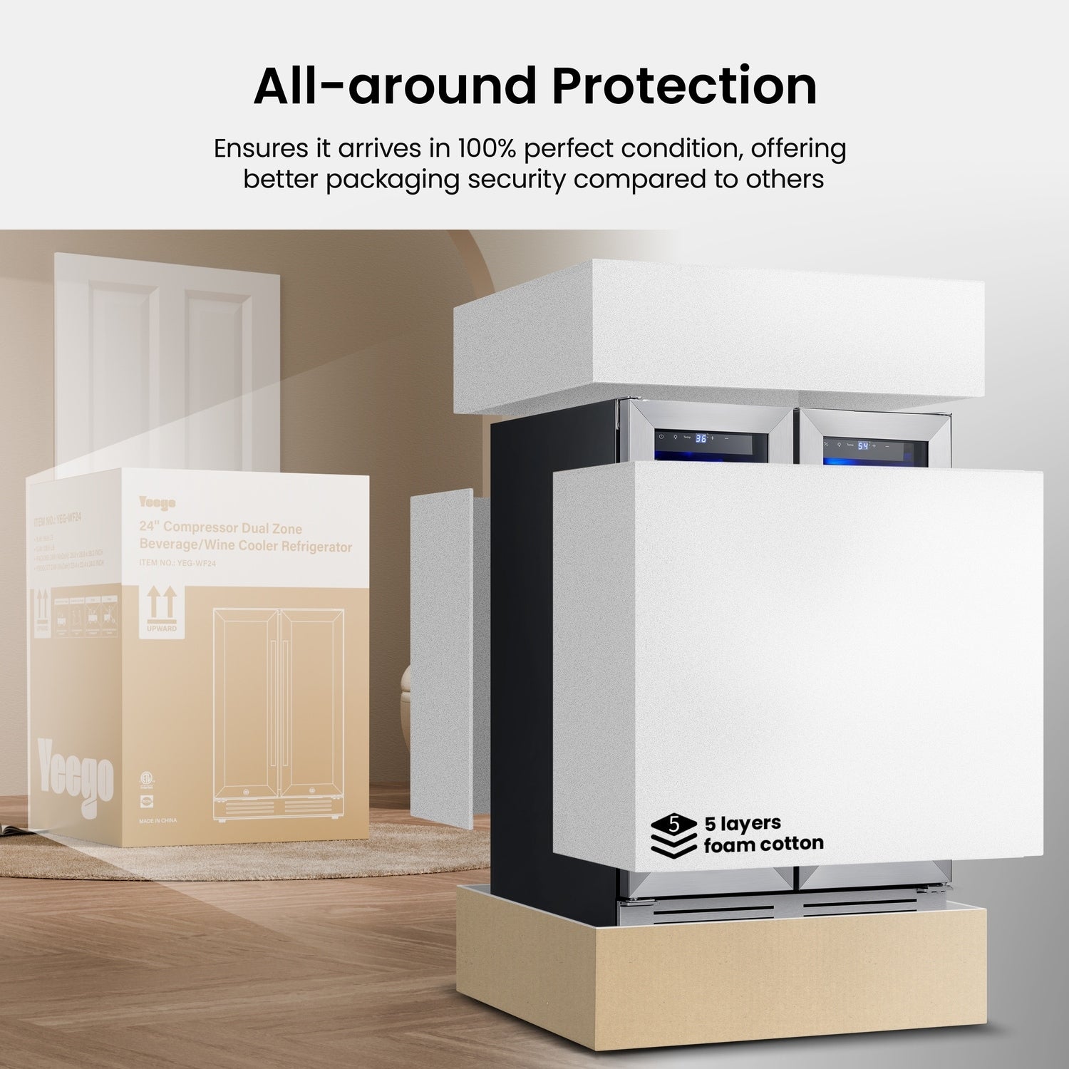 24-Zoll-Wein-/Getränkekühlschrank, 20 Flaschen/60 Dosen, Zweizonen-Kühlschrank – 24 Zoll