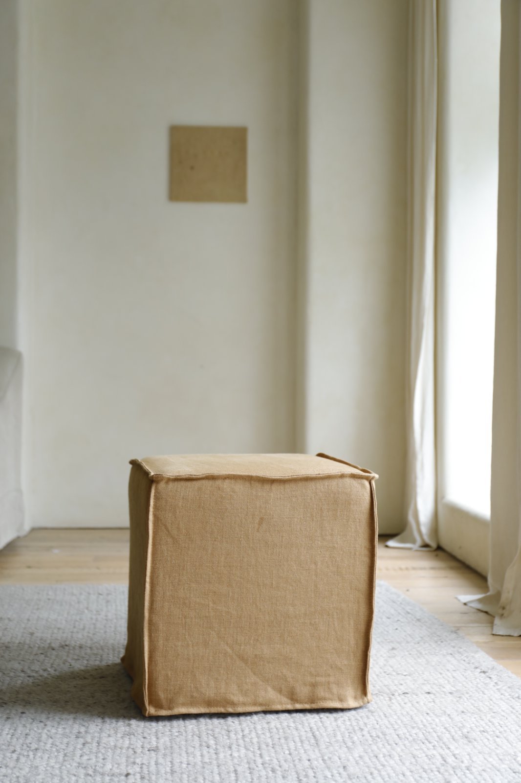 Cube Linen Ottoman