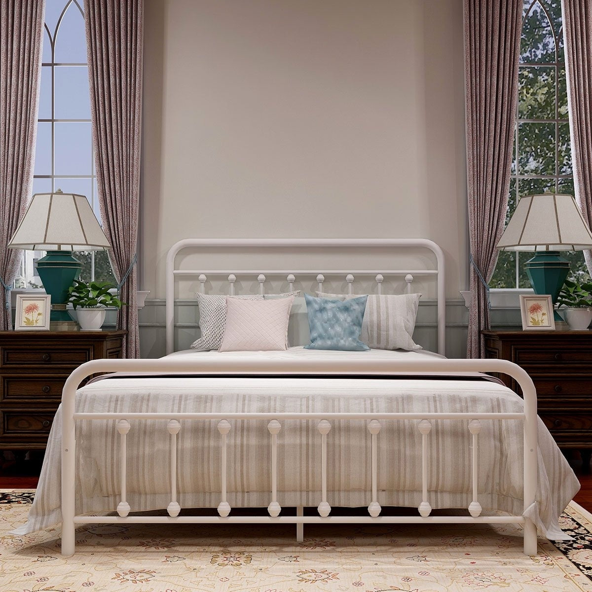 Alazyhome Schlichtes Vintage-Metall-Plattformbettgestell, einfache Montage