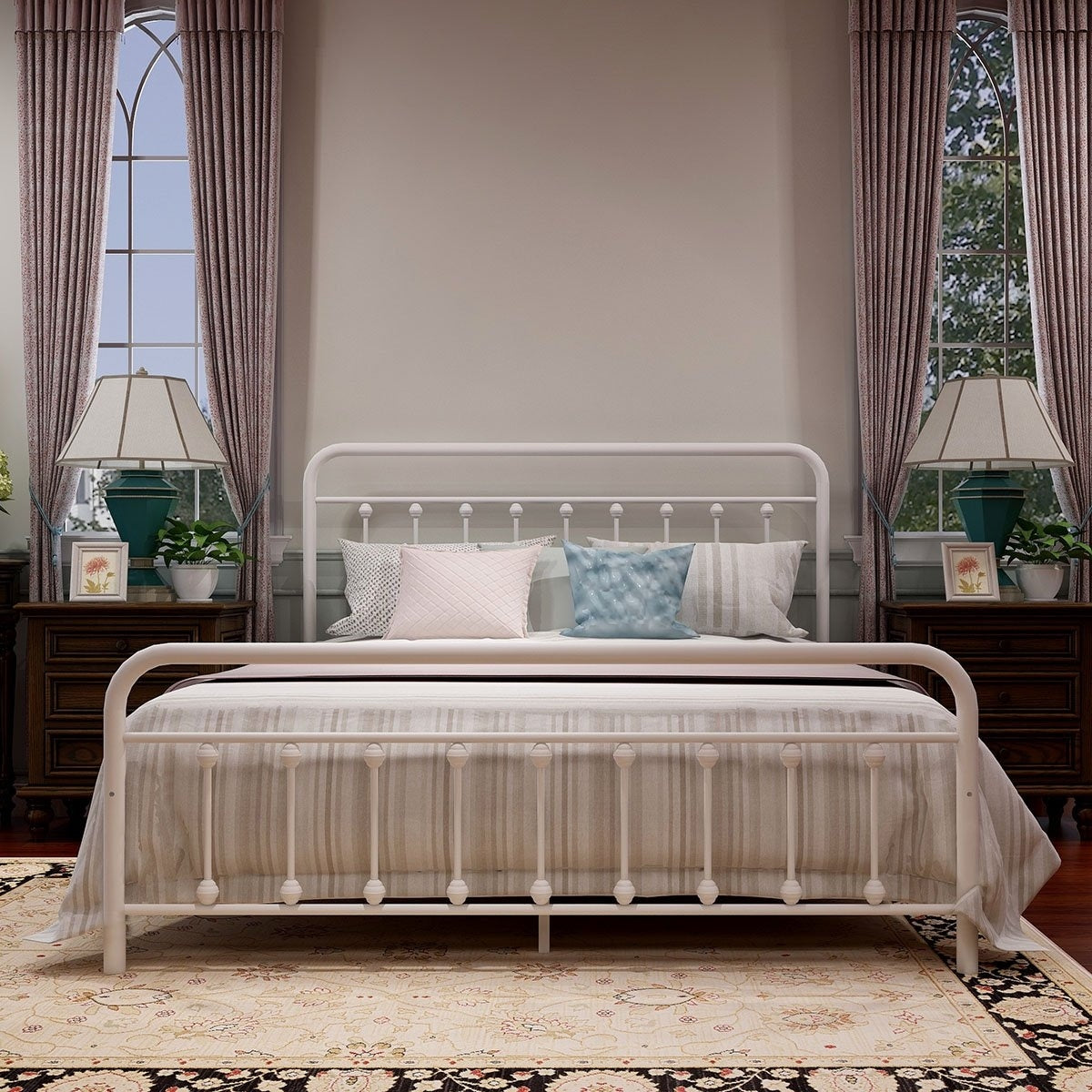 Alazyhome Schlichtes Vintage-Metall-Plattformbettgestell, einfache Montage